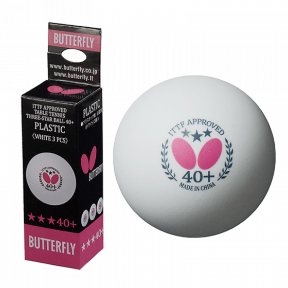 Butterfly R40+ 3Star Ball White 3 pack SYNERGY SPORTS